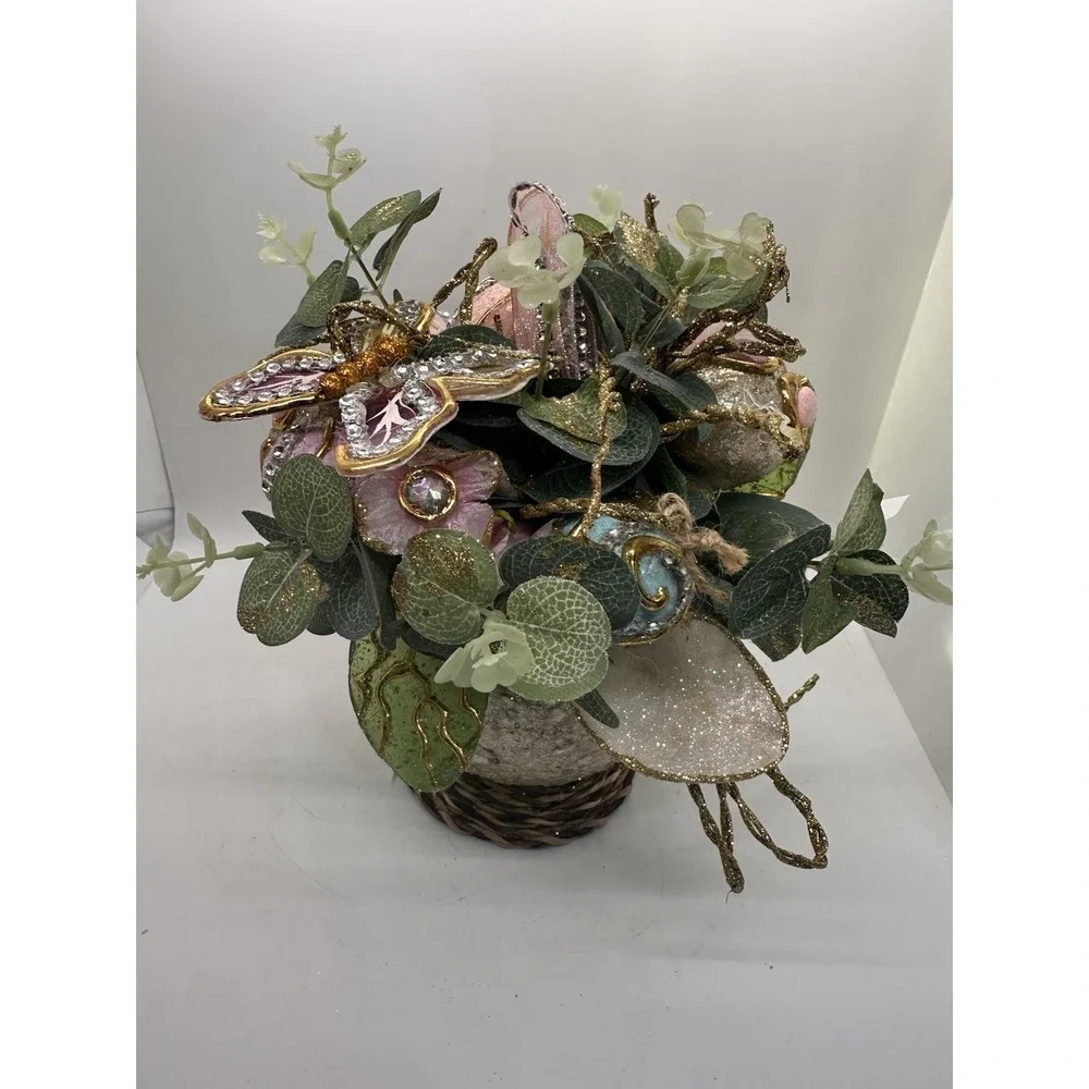 Pier 1 Capiz Easter Egg Floral Arrangement Butterfly Centerpiece‎ Decor